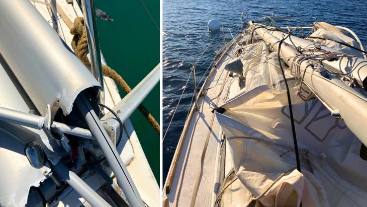 Zrútený sťažeň loď