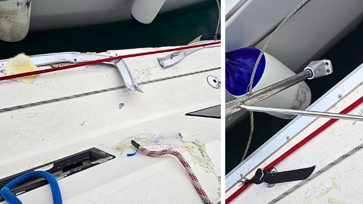 Poškodený trup jachty