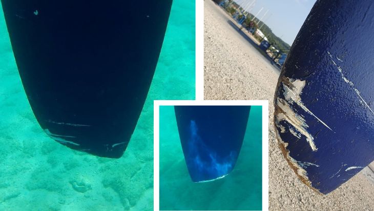 Kormidlo po vytiahnutí z vody